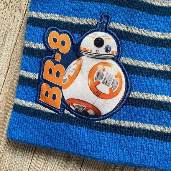 Star Wars Boys Kid OSFM One Size Fits Most BB-8 Stripe Knit Beanie Force Awakens - Picture 3 of 12